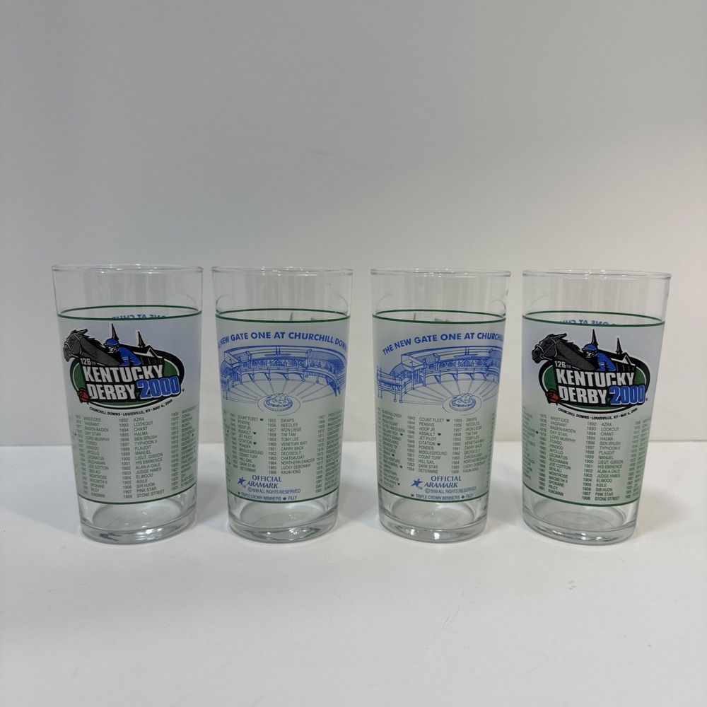 Set of 4 Vintage 2000 126th Kentucky Derby Churchill Downs Mint Julep Glasses